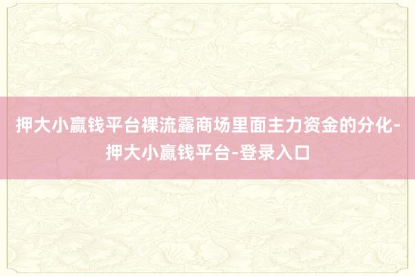 押大小赢钱平台裸流露商场里面主力资金的分化-押大小赢钱平台-登录入口