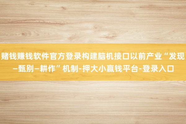 赌钱赚钱软件官方登录构建脑机接口以前产业“发现—甄别—耕作”机制-押大小赢钱平台-登录入口